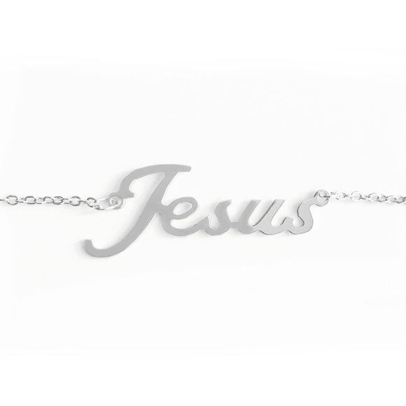 Silver ‘Jesus Loves Me’ Church Faith Worship Believe Necklace NWT - Picture 3 of 4